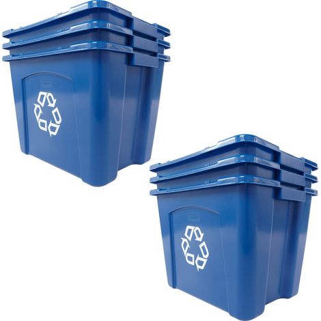 Lot de 6 bacs de recyclage pour papier et emballage, empilables, pour intérieur/extérieur/garage/maison/installations commerciales, bleu (FG571473BLUE) (1/5)
