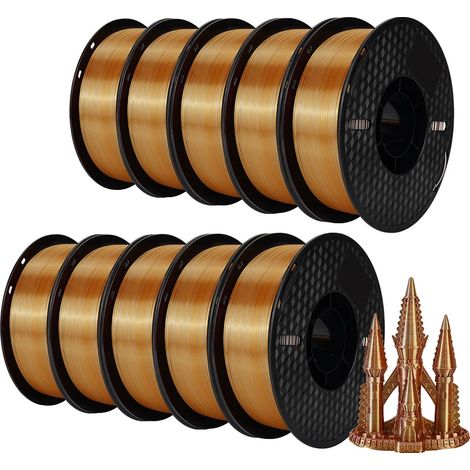 Filamento per stampante 3D, 10 kg PLA setoso, ad alte prestazioni, oro, argento, rame (1/2)