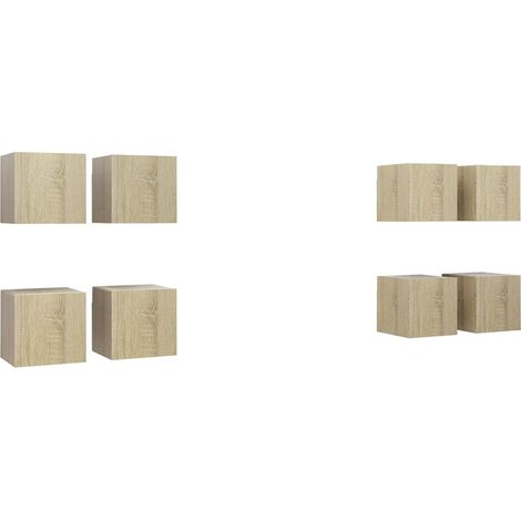 vidaXL Muebles de pared para TV 8 uds color roble Sonoma 30,5x30x30cm (1/2)