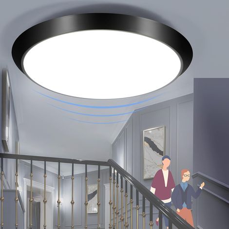 ZMH Plafonnier LED avec Détecteur de Mouvement Lampe de Plafond - 15W 4000K Chambre Lumiere Blanc Neutre déco Étanche IP44 Ø30CM moderne intérieu
