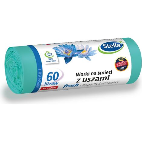 Sacchi per la spazzatura Stella con manici, profumati, 60 litri, 16 pezzi