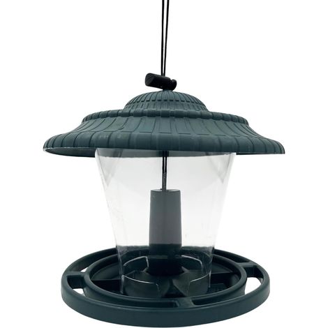 Mangeoire Oiseaux - 1 Unité - Plastique Transparent - Multi-Grains - Jardin Extérieur - 16,5x16,5x17cm (1/5)