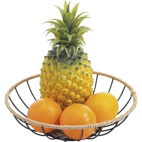 Corbeille à  fruits design industriel Acier & corde en papier WAPI Noir mat MSV