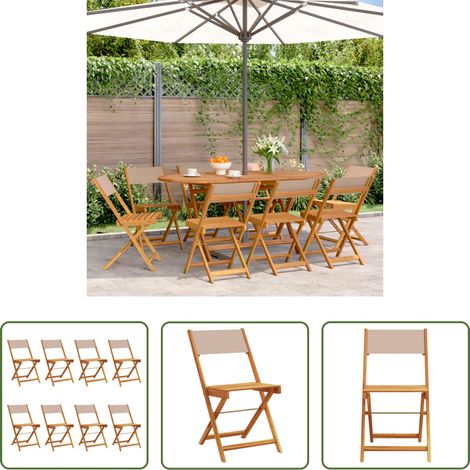 Klappbarer Stuhl -  Gartenstühle 8 Stk. Klappbar Taupe Stoff und Massivholz (1/5)