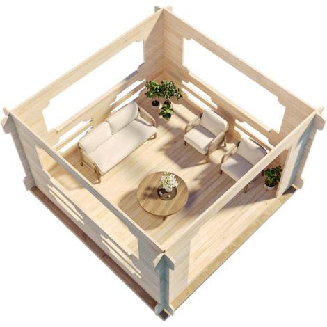 Alpholz Gartenpavillon Modell Ibiza Gartenpavillon aus Holz, Gartenhütte Gartenlaube
