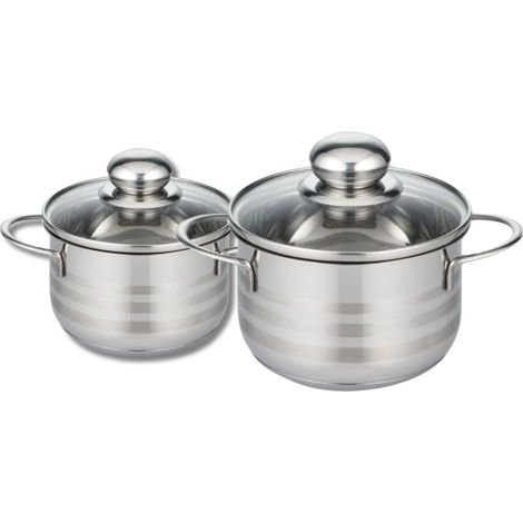 Lot de 2 faitouts 16 et 20 cm en acier inoxydable sans PFAS Elo Brillant