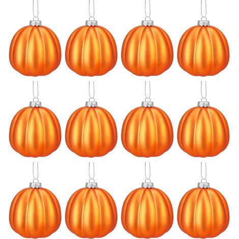 Pumpkin Ball - Diamètre 6 cm - Décoration Automne Halloween Noël Arbre Fête Maison Ferme - Lot de 12 (1/5)