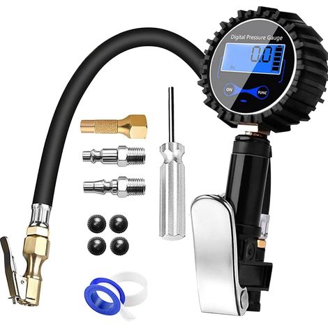 Reifendruckprüfer, digitaler Reifendruckprüfer, 200 PSI-Kompressor, Inflator mit digitaler LCD-Anzeige und mehreren Zubehörteilen für Auto, Motorrad, Fahrrad und LKW (1/5)