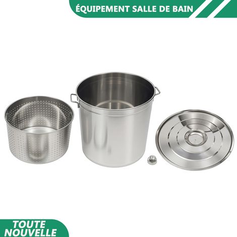 WAOBDLA Pot de stock 50L/52.8Qt avec couvercle et panier, pot de cuisson de stock en acier inoxydable de grande capacité 201 (1/5)