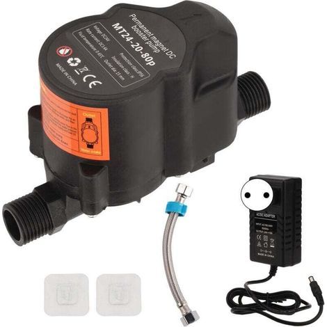 Eosnow Pompe de surpression d'eau entièrement automatique, petite pompe de recirculation de douche à faible bruit, DC 24V, prise ue 100-240V (1/4)