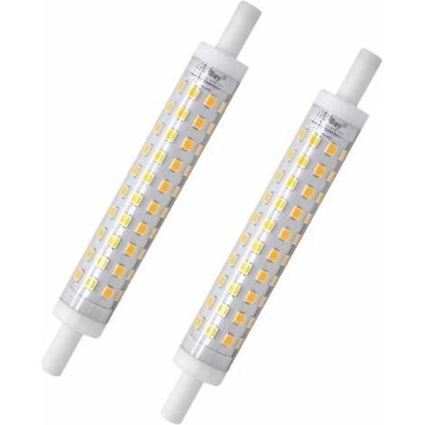 Lot de 2 ampoules LED R7s - 118 mm - Blanc chaud - 3000 K - Ampoule J118 - 10 W - Remplace une ampoule halogène de 80 W - Pas de scintillement - 230 V CA - 800 lm - 360 ° [Classe énergétique A++] (1/4)