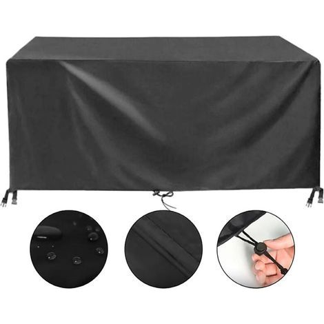 Housse Salon de Jardin Exterieur Imperméable Tissu Oxford 420D Coupe-Vent Anti-UV Housse de Protection Table de Jardin, Rectangulaire (152x104x74cm) - Noir (1/5)