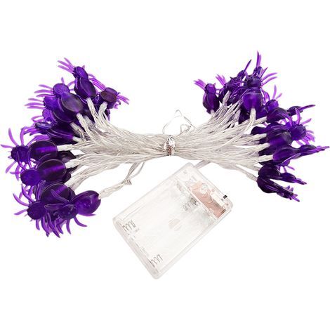 Guirlande lumineuse suspendue à 20led pour Halloween, 10 pieds, en forme d'araignée violette, éclairage décoratif suspendu, étanche, alimenté par batterie (1/5)