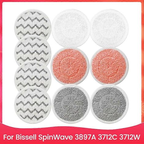 Lot de 10 lingettes de rechange pour balai vapeur rotatif Bissell SpinWave 3897A, 3712 et 3712W (référence 1641112). (1/5)
