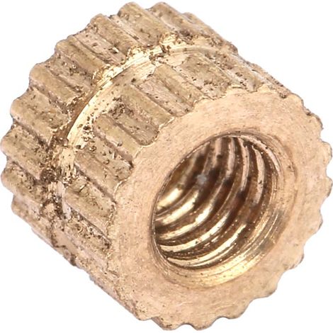 50 écrous cylindriques moletés en laiton M3, moulés avec insert (M355,3) (1/5)