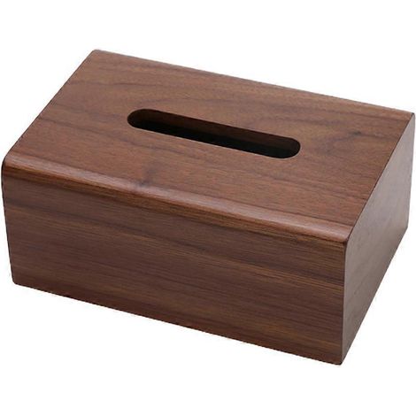 Schlichte Aufbewahrungsbox für Taschentücher aus schwarzem Walnussholz mit abnehmbarem Deckel und Schublade für den Schreibtisch
