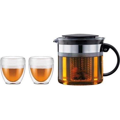 bodum Set Bistro Teekanne schwarz 1L mit 2 Bechern