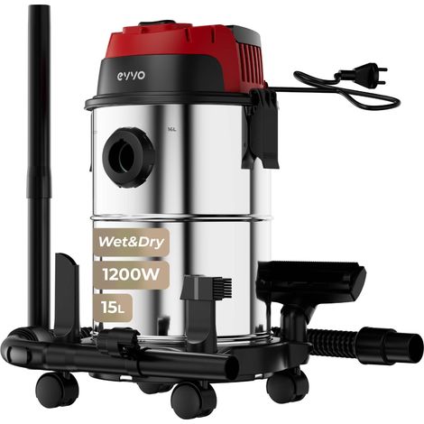 Aspirador Sólidos y Líquidos EVVO AE82, 1200W, 20L, Función Soplado y Filtro HEPA