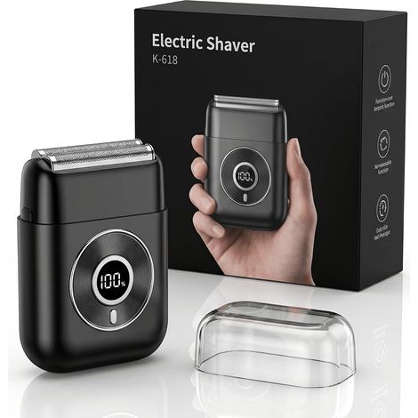 Mini Rasoir Électrique Homme, 3 Lames Flottantes 3D Grille 0.03mm, 89000 Coupes/min, Détection Intelligente, USB-C Charge Rapide 1h, 90 Min Autonomie, Écran LED, Portable Bureau Voyage (1/5)