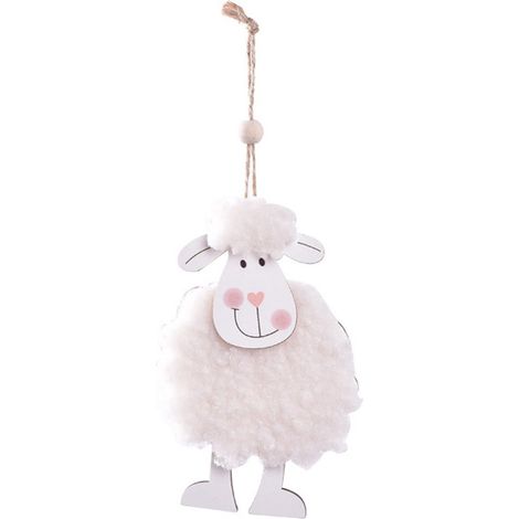 Mouton En Bois - Décor Suspendu Pour Fête De Pâques - Ornement Printanier Pour Arbre À Pâques Fenêtre Porte Intérieur - Lot De 1