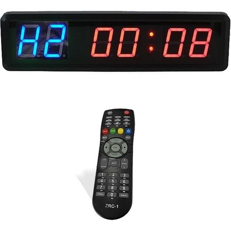 Grande horloge LED numérique surdimensionnée Minuterie D'entraînement À Intervalles De Gymnastique Multifonctionnelle Fixée Au Mur, Horlo D'exercice D'intérieur Étagère ou support mural ( Color : Blau (1/5)
