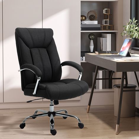 Sedia da ufficio, sedia ergonomica da ufficio, altezza regolabile, schienale alto, funzione dondolo, 65x78x118 cm, nera