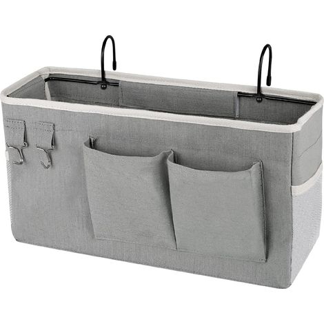 Boîte de rangement/sac de rangement suspendu pour têtes de lit, lits superposés, chambres d'étudiants  pour livres, téléphones et magazines (Gris) (1/5)