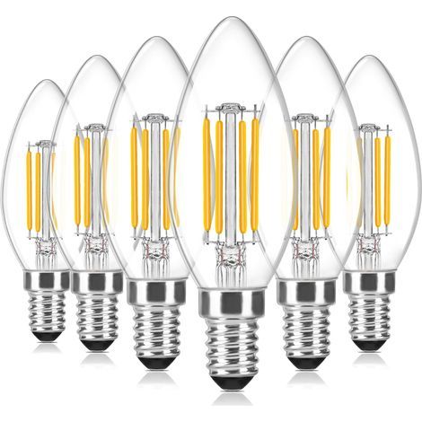 Dimmbare E14-LED-Lampen, 4 W E14-LED-Kerzenlampen, warmweiß (2700 K), 470 lm, kleine C35-Schraubfassung, entspricht 40 W, 6er-Pack