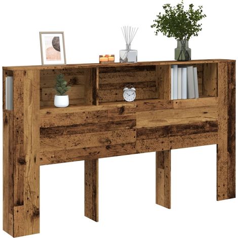 Kopfteil mit Ablagen Altholz-Optik 180x18,5x102,5 cm