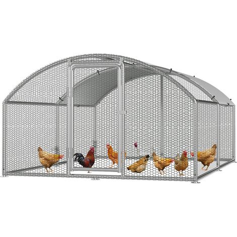 Jiubiaz Freilaufgehege 3x4x2m Bogenaufsatz - Hühnerstall aus Metall begehbar mit 12 m² Lauffläche, Tür & Riegel - Freigehege für Hühner, Kleintiere & Pflanzen