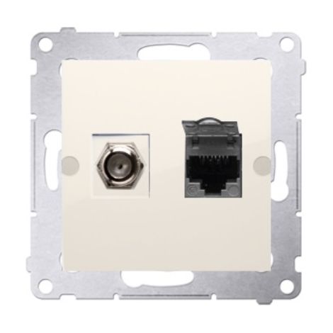 Simon 54 Antenne et prise informatique type F et RJ45 cat.6 crème DASFRJ45.01/41