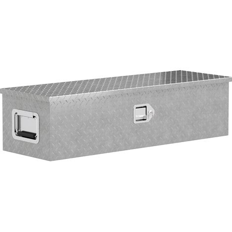 Boîte à outils pour remorque boîte de rangement en aluminium poignées larges et antidérapantes 99 x 33 x 25,5 cm argent