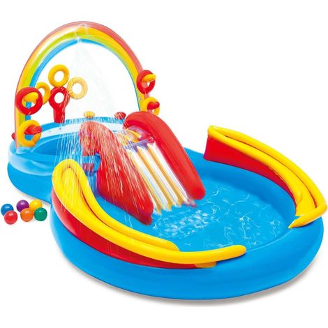 Regenbogen aufblasbarer Spielplatz 297 x 193 x 135 cm INTEX 57453