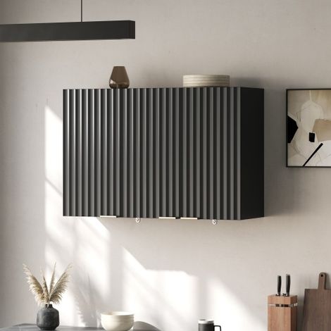 Armoire murale de cuisine à 3 portes, armoire suspendue de rangement pour le salon, la salle de bains et la buanderie, 90 × 29 × 60 cm (1/5)