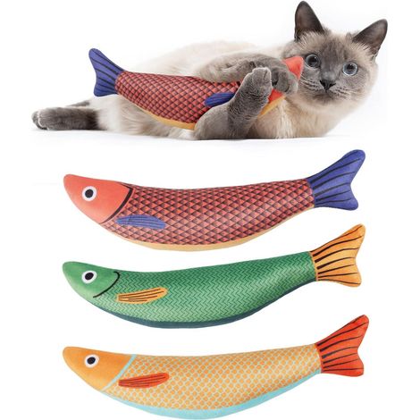 Jouet Herbe a Chat, 3 Pièces Jouet pour Chat, Cataire Poisson Jouet, Stimulante et Digestive Jouant À Mâcher Nettoyage des Dents Cataire Poisson, Jouet Chat Interieur Convient à Tous Les Chats (1/5)