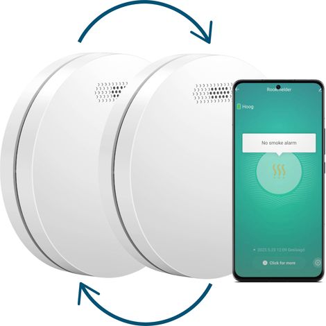 Détecteur de fumée Aroha Smart Connect & Link connectable et WiFi - Batterie 10 ans - Alarme incendie connecte Tuya et Smartlife - 2 pièces