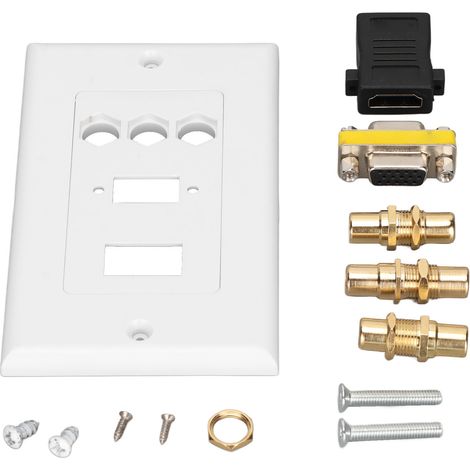 HD-Multimedia-Wandsteckdose mit 3RCA-, VGA-, Koaxial- und Ethernet-Anschlüssen – Kupplungsstecker