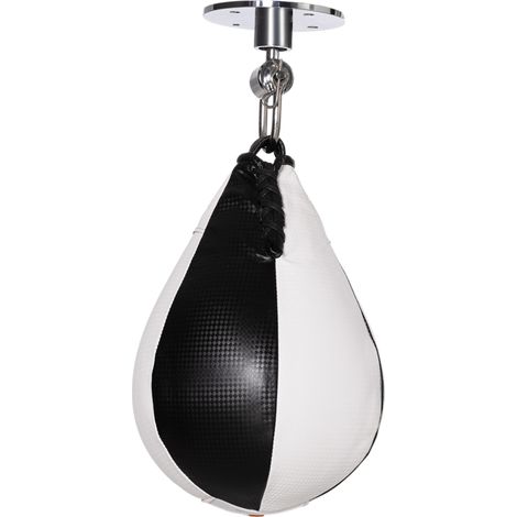 Poire de vitesse boxe sac frappe adulte rotule pivotante pompe 360° montage mural plafond noir blanc