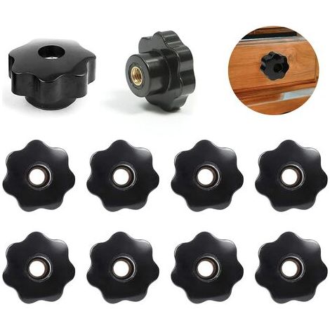 M8 - Lot de 10 écrous de serrage pratiques - Filetage intérieur - Filetage intérieur - Filetage en plastique - Tête étoile - Pour machines-outils, appareils mécaniques. (1/5)