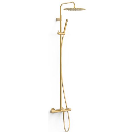 Ensemble de robinet thermostatique mural à 3 voies pour baignoire et douche Or Mat 24K - TRES 19031212OM