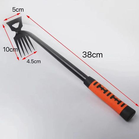 (1 pièce, 5 dents) Pelle à désherber en métal 2 en 1, râteau de jardin à double tête en acier inoxydable (1/5)