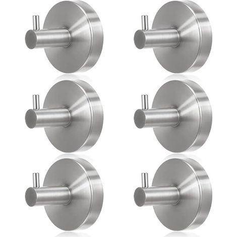 Crochets à ventouses sous vide, robustes et réutilisables, lot de 6, en acier inoxydable 304, porte-serviettes, crochets rotatifs, étanches pour cuisine/salle de bain (charge de 10 à 15 kg). (1/5)