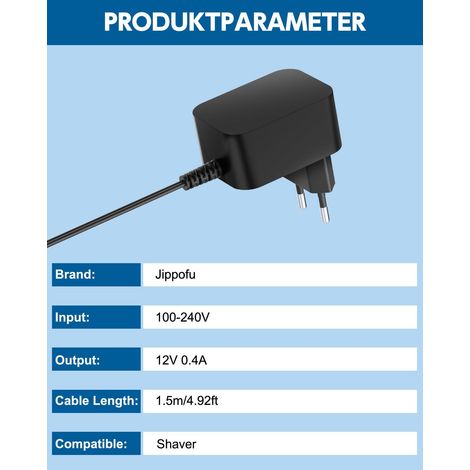 Chargeur 12V Alimentation Compatible avec Braun Rasoir Série 9 8 7 6 5 4 3 2 1 Silk epil 9 7 5 Type 492 5544 5542 5210 5408 3040s 3090cc 190s 310s 340s 720s 790cc Adaptateur Charger Câble (1/4)