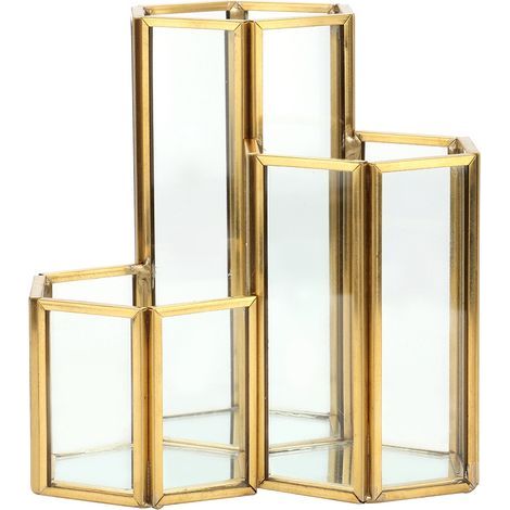 Porte-stylo en verre hexagonal simple, organiseur de bureau pour pinceaux de maquillage et rangement