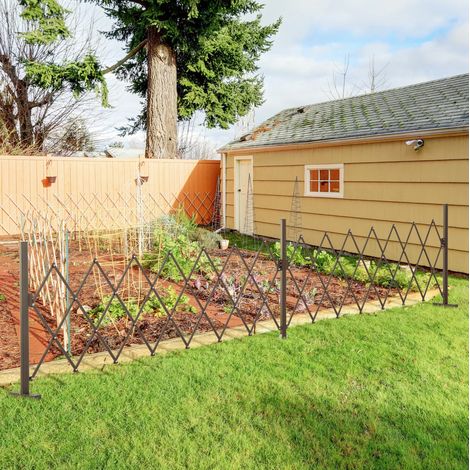 Ausziehbarer Gartenzaun 52 bis 405 cm, H 103,5 cm, Aluminium, Braun OKMYHOME (1/5)