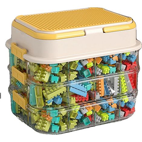 Aufbewahrungsbox, stapelbares Design, abnehmbare Bodenplatte, GELB (1/2)