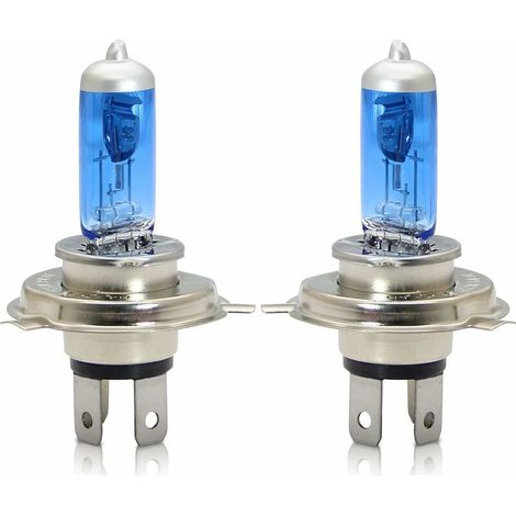H4 P43t Halogen-Scheinwerferlampen 60/55 W, 5000 K warmweiß, Fern-/Abblendlicht, 12 V, für Auto und Motorrad, 2 Stück