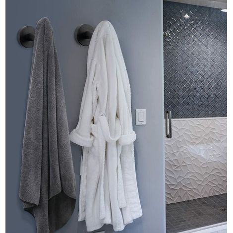 royaluxe - Crochets pour serviettes de bain - Crochets pour peignoir en acier inoxydable 304 - Crochets robustes pour salle de bain, salon, cuisine, garage - Fixation murale - Lot de 4 (noir mat) (1/4)