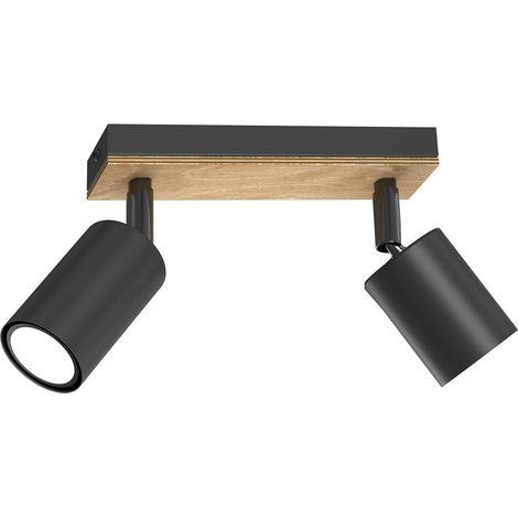 Barre 2 spots mobiles noir bois 2xGU10 Tulon Luminex