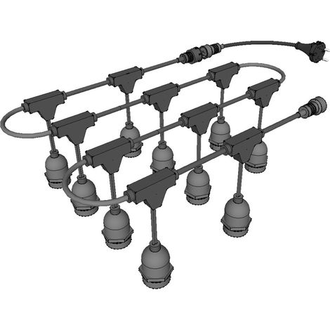 Jandei - Guirnalda exterior decorativa casquillo E27 suspendida 5mts 10 bombillas Bombilla LED E27 Colores